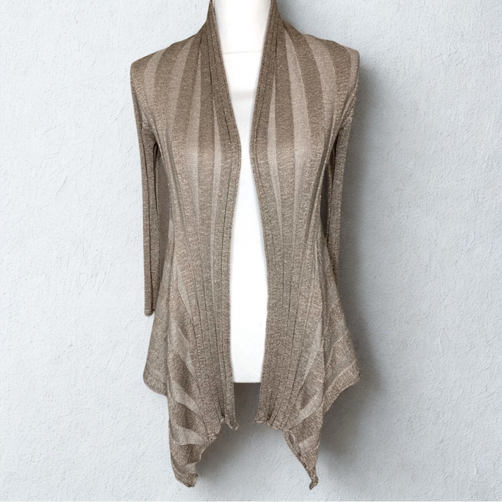 INC International‎ Concepts Women Open Front Cardigan Shimmer Gold Size XS